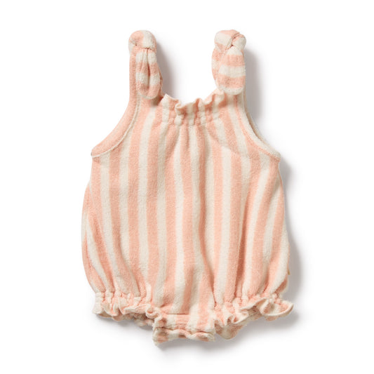 STRAWBERRY WAVE ORGANIC TERRY TIE PLAYSUIT