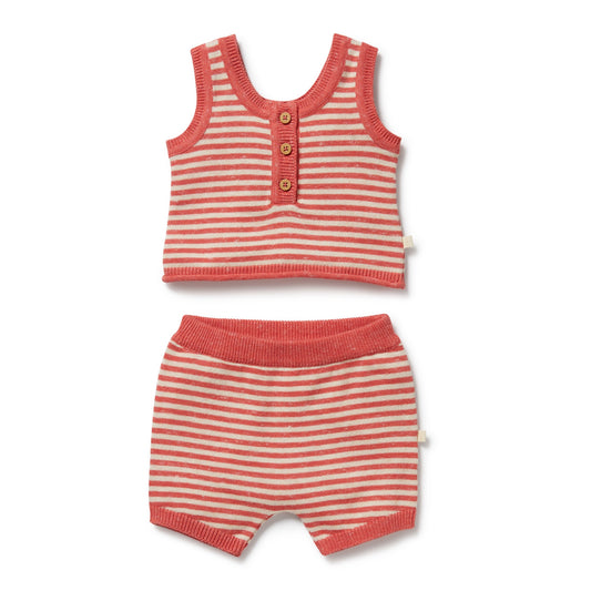 STRAWBERRY SWIRL ORGANIC KNITTED STRIPE SET