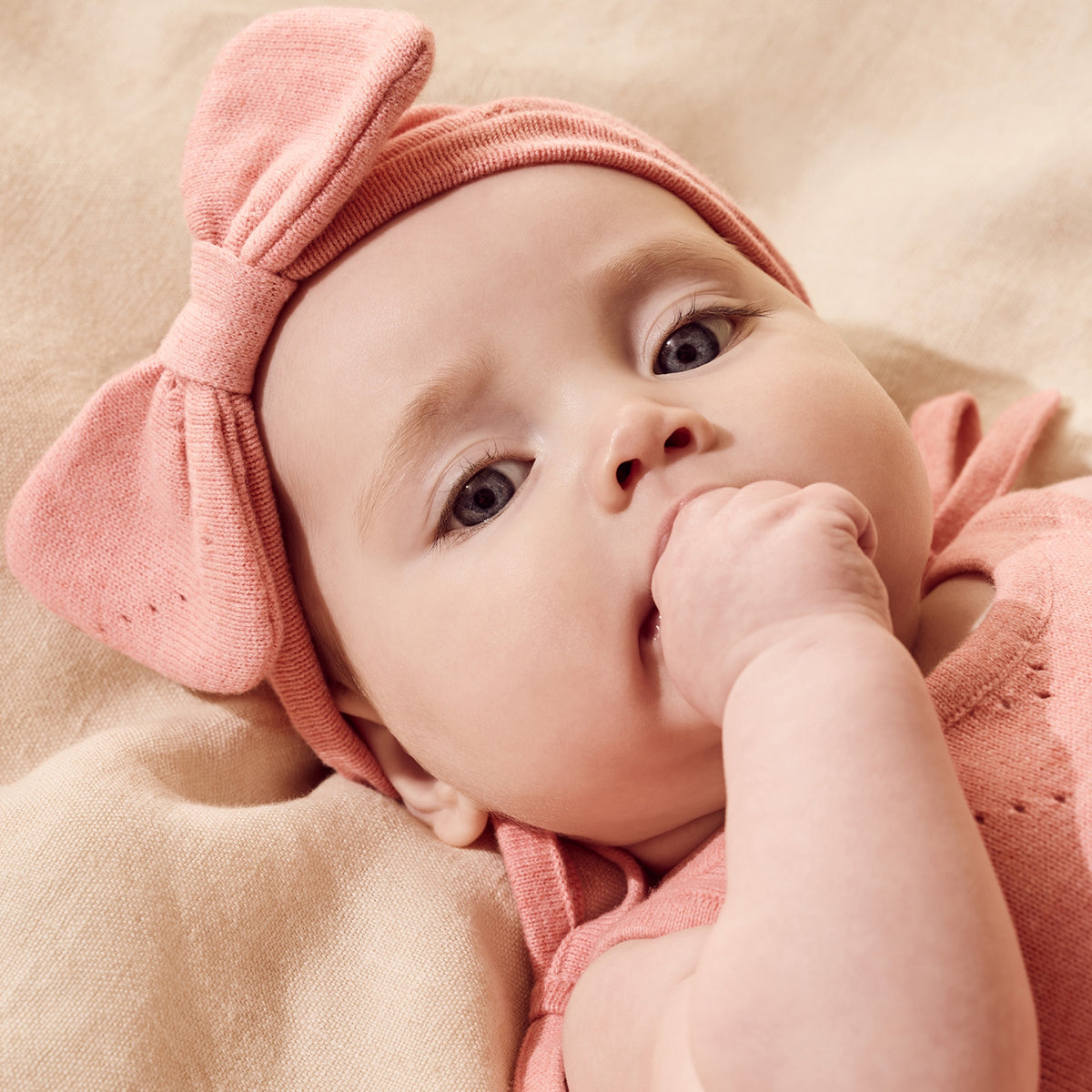 PETAL PINK ORGANIC KNITTED  POINTELLE  HEADBAND