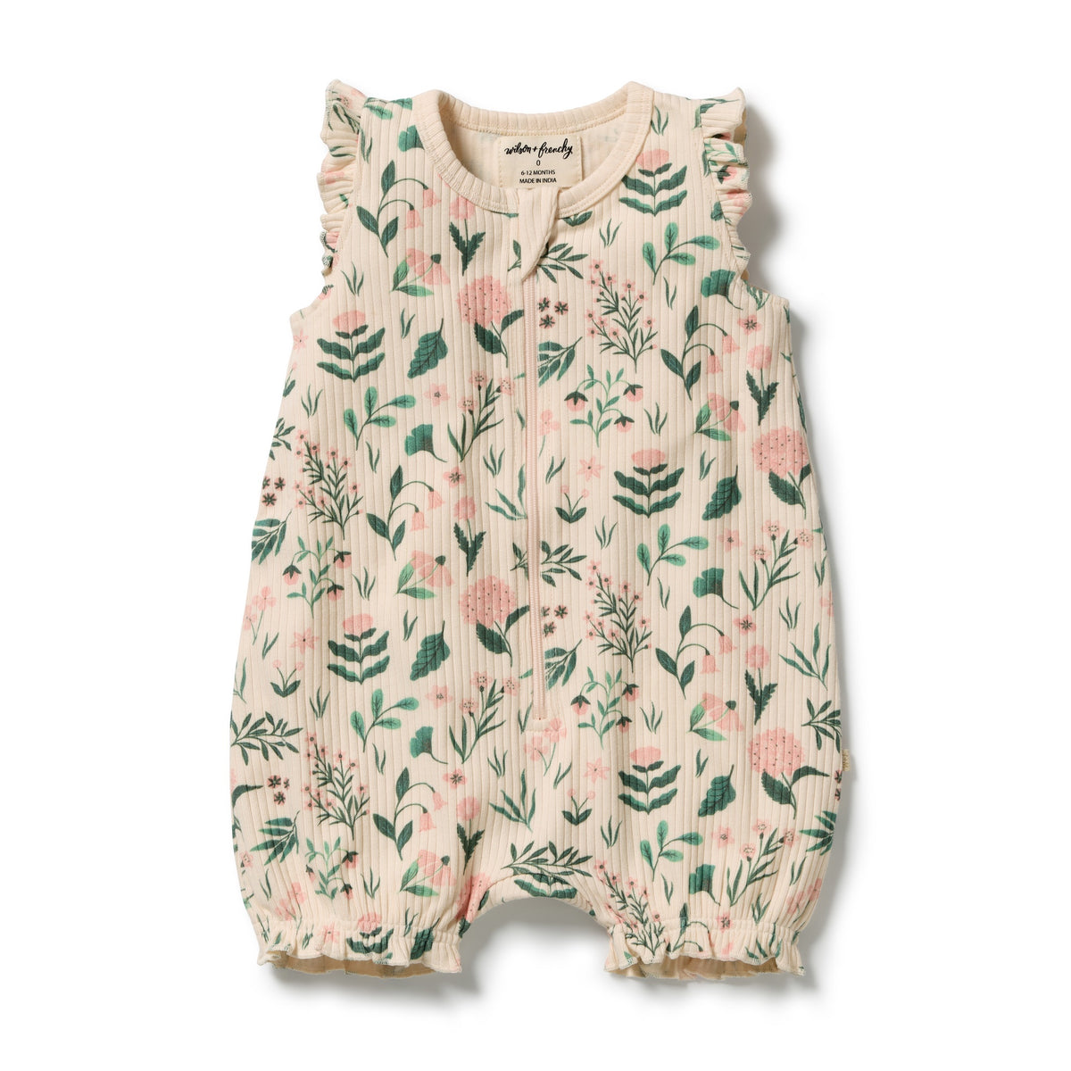 SWEET BLOOM ORGANIC RUFFLE ZIPSUIT