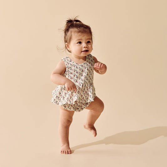 LITTLE BLOSSOM ORGANIC CRINKLE COTTON RUFFLE SET