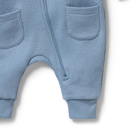 ORGANIC QUILTED GROWSUIT - STORM BLUE