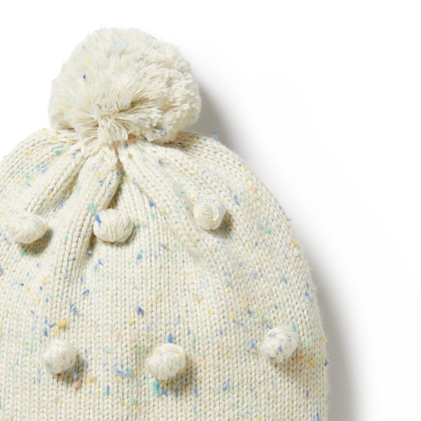 KNITTED BAUBLE HAT - ECRU
