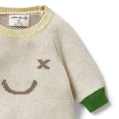 KNIT JACQUARED JUMPER - ALMOND