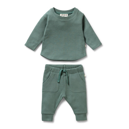 ORGANIC WAFFLE SET - PINE GREEN