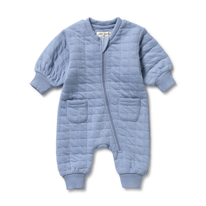 ORGANIC QUILTED GROWSUIT - SKY BLUE