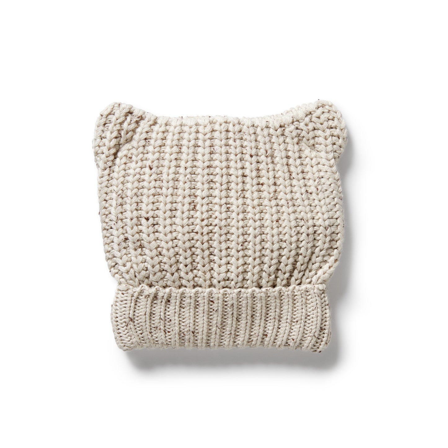ORGANIC KNITTED BEAR HAT - COOKIES & CREAM