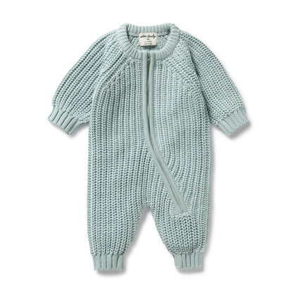 ORGANIC KNITTED GROWUIT - DUCK EGG
