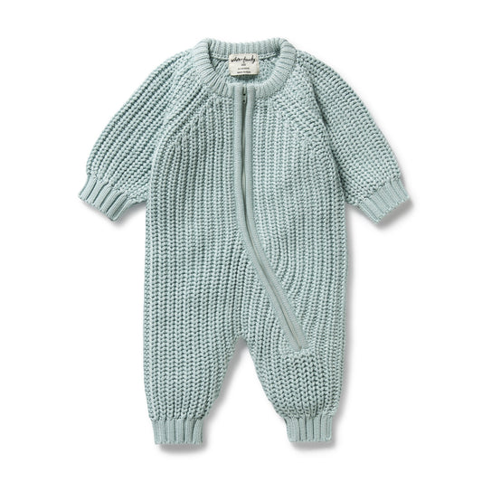ORGANIC KNITTED GROWUIT - DUCK EGG
