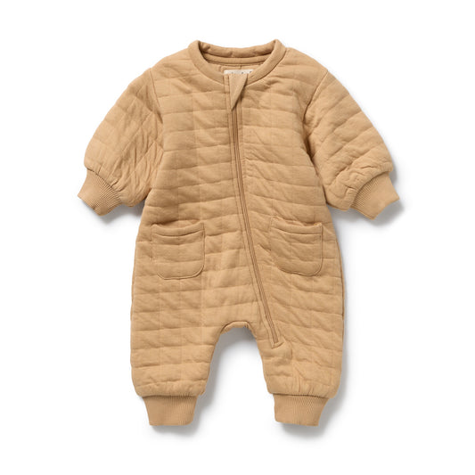ORGANIC QUILTED GROWSUIT - HONEY FAWN