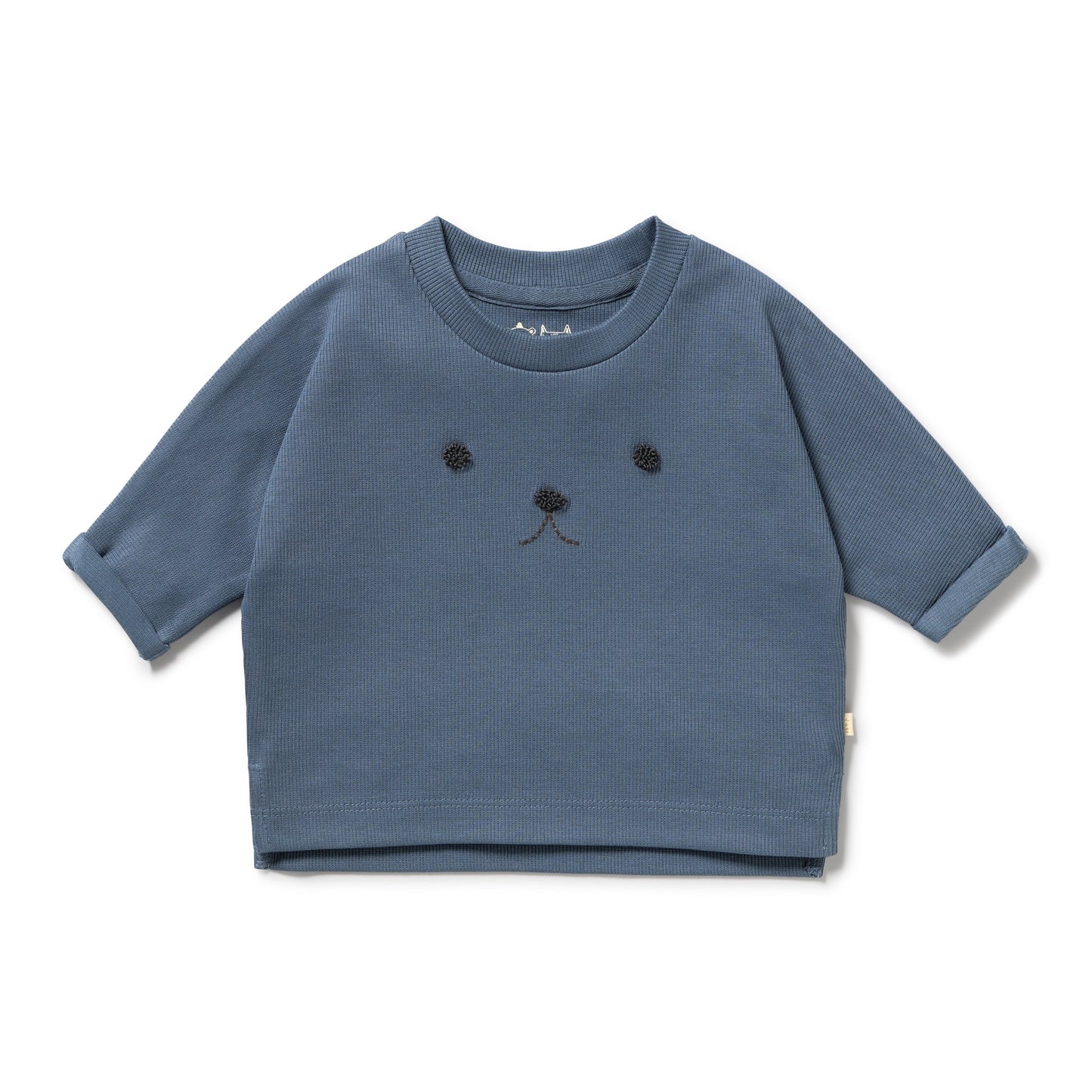 ORGANIC RIB LONG SLEEVED TOP - TWILIGHT BLUE