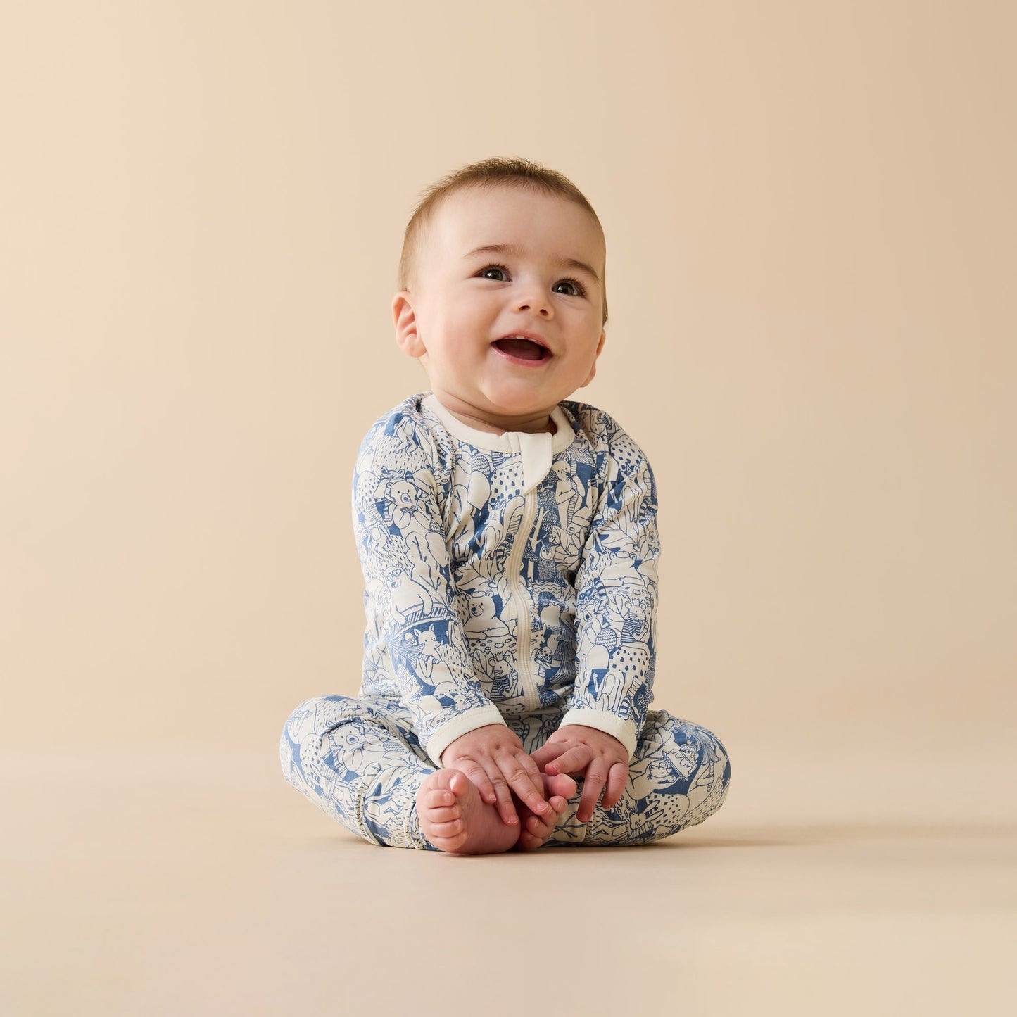 ORGANIC ZIPSUIT WITH FEET - WOODLAND ADEVNTURES