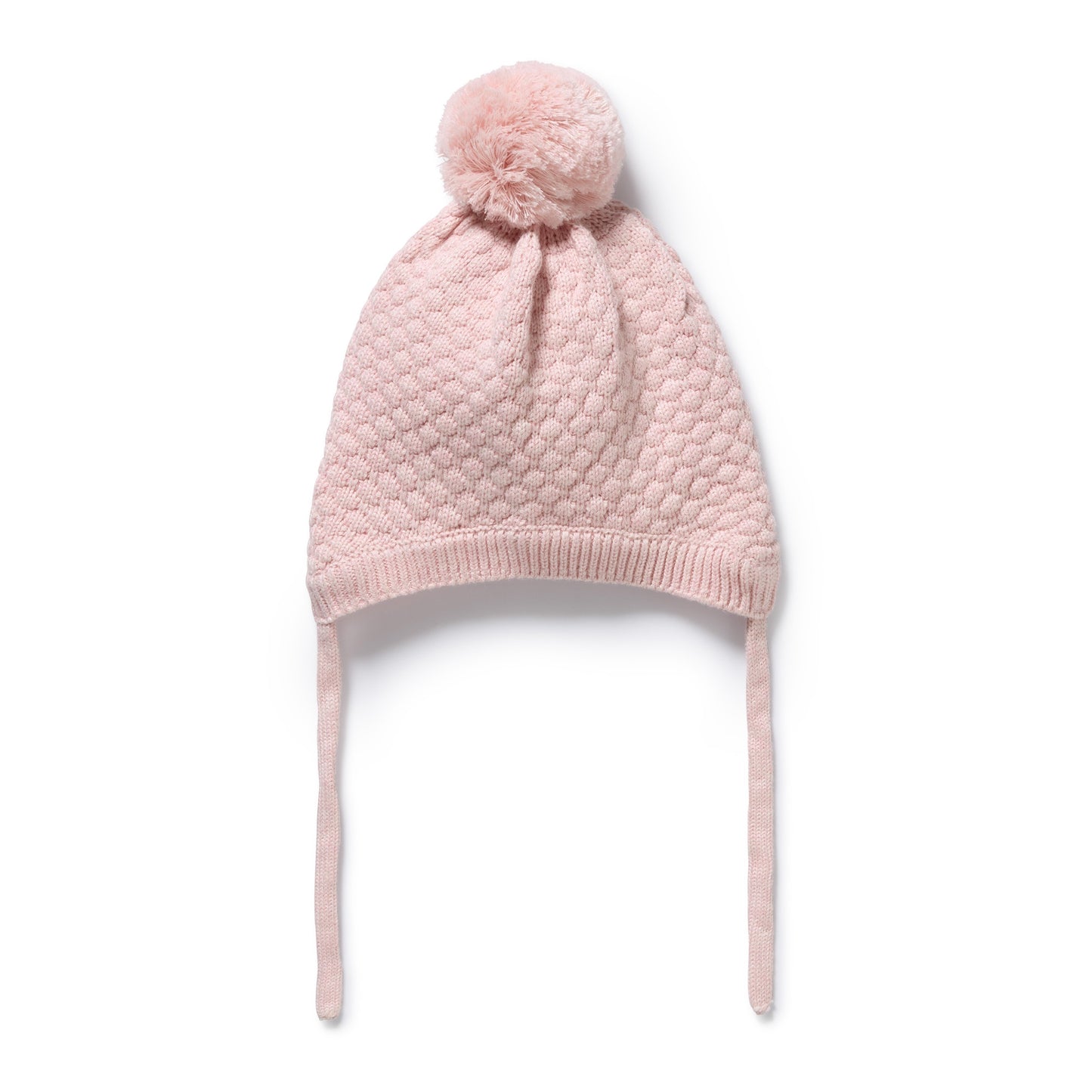 ORGANIC KNITTED BUBBLE BONNET - MARSHMALLOW