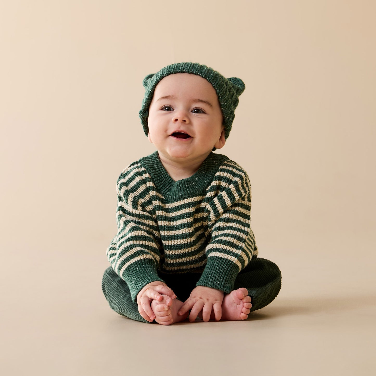 ORGANIC KNITTED STRIPE JUMPER - CLOVER