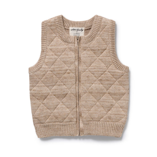 ORGANIC KNITTED VEST - SANDSTONE