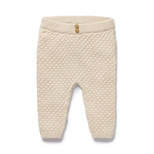 ORGANIC KNITTED BUBBLE LEGGING - CREAM