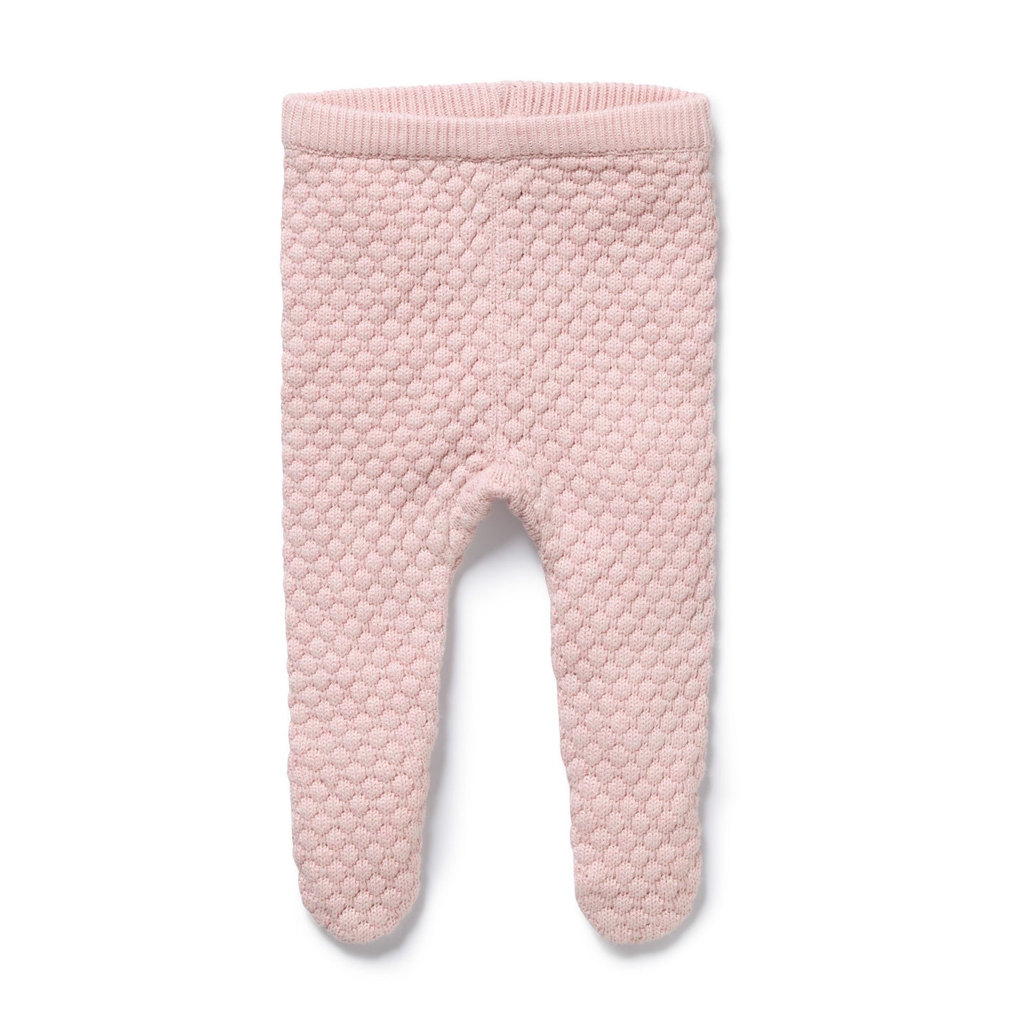 ORGANIC KNITTED BUBBLE LEGGING WITH FEET - MARSHMALLOW