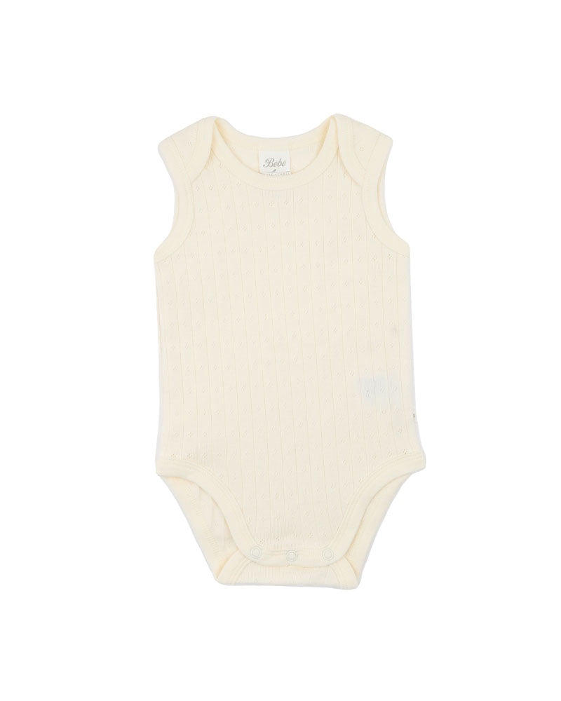 ORGANIC POINTELLE ENVELOPE NECK BODYSUIT - MILK