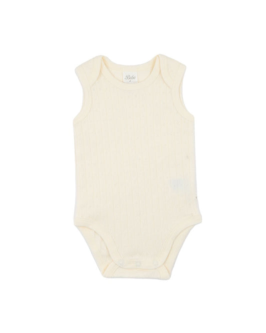ORGANIC POINTELLE ENVELOPE NECK BODYSUIT - MILK