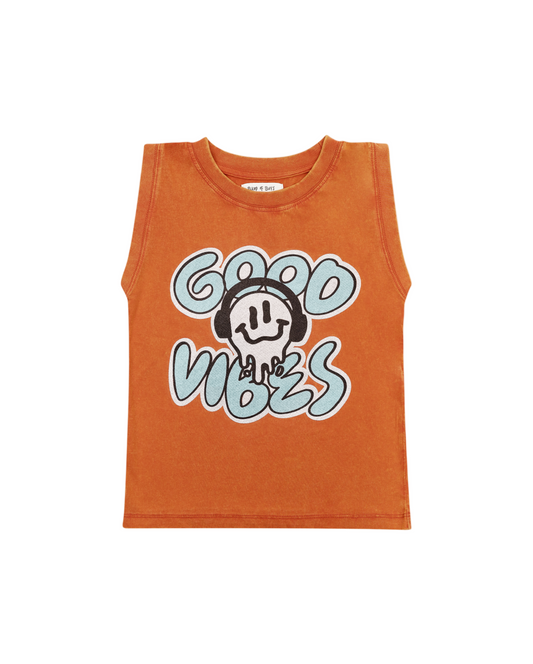 GOOD VIBES TANK - WASHED ORANGE