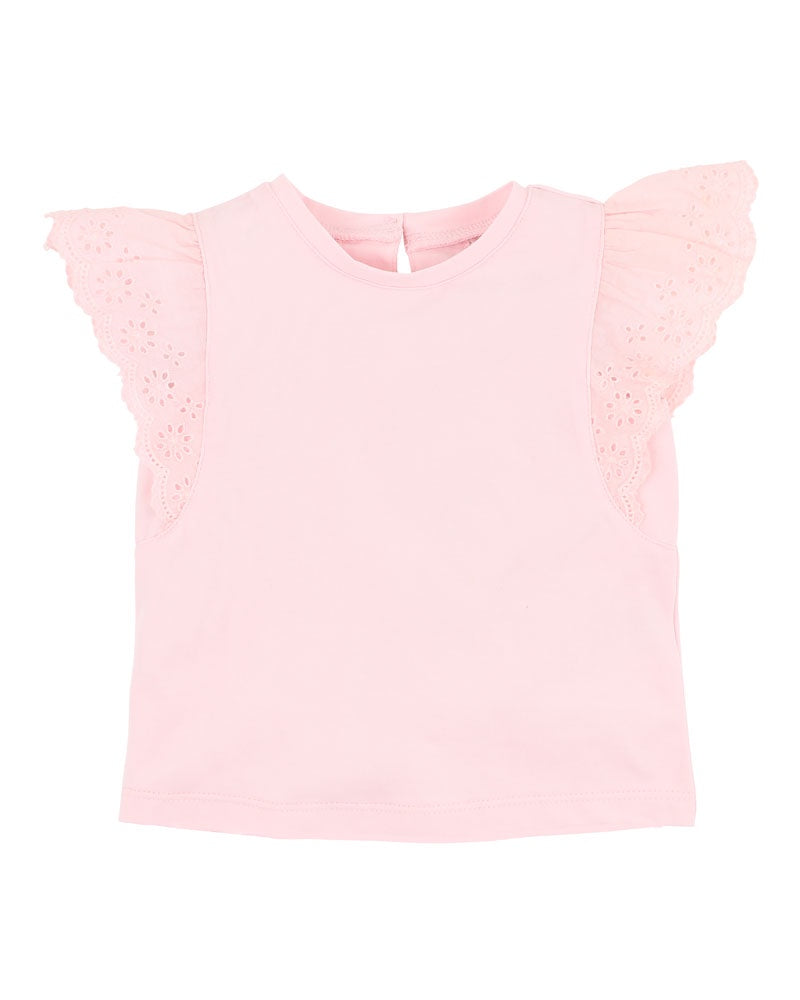 MADELYN PINK BRODERIE TEE - HEAVENLY PINK