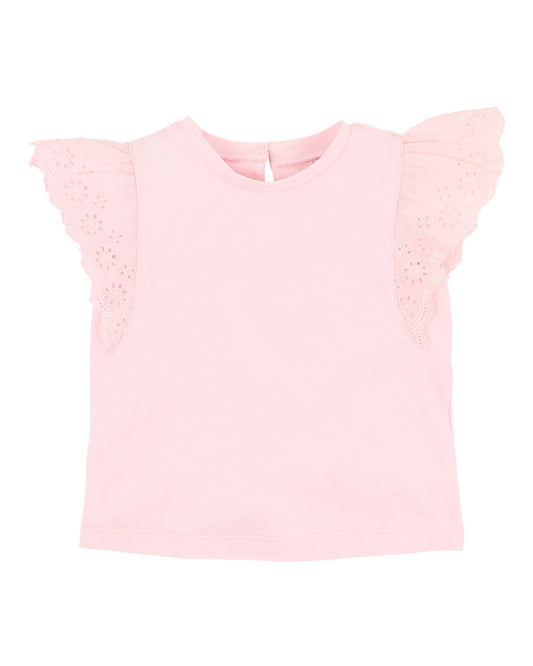 MADELYN PINK BRODERIE TEE - HEAVENLY PINK