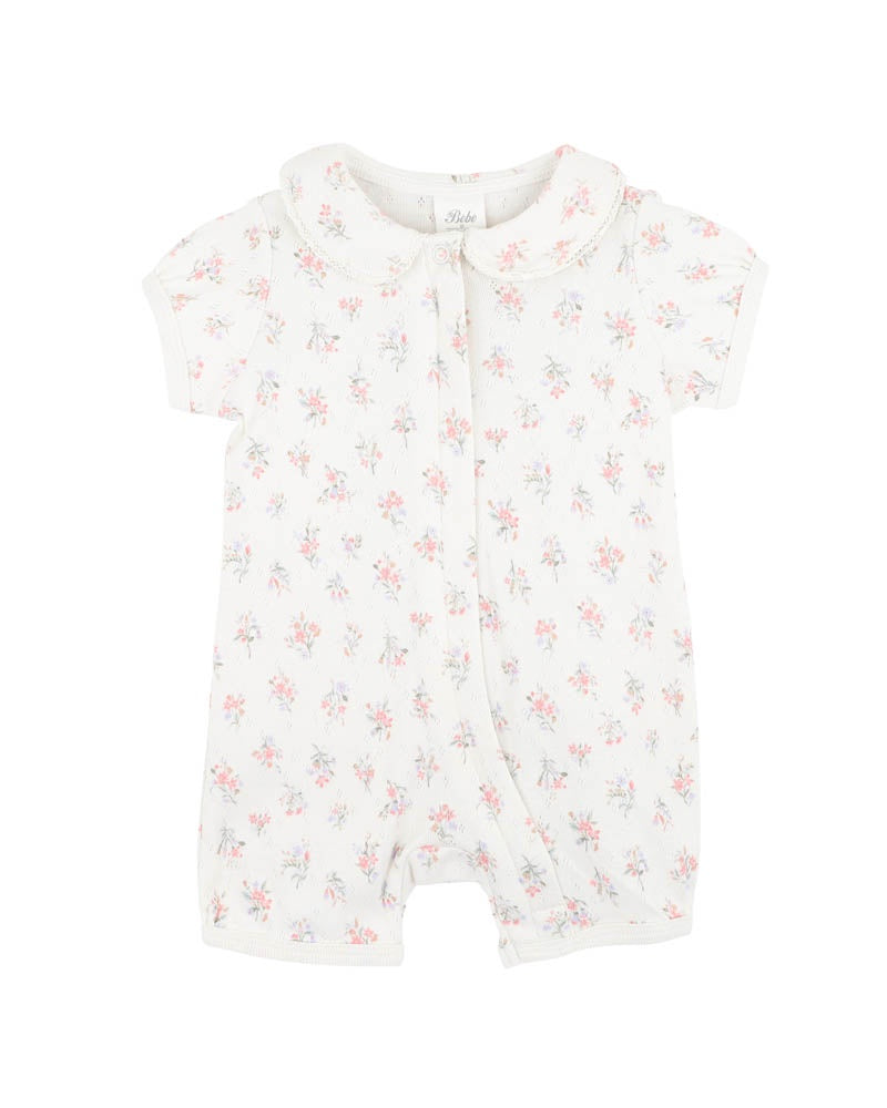ANYA DITSY PRINT ORGANIC SHORT SLEEVE ZIPSUIT