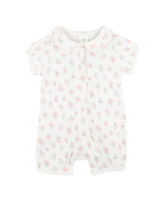 ANYA DITSY PRINT ORGANIC SHORT SLEEVE ZIPSUIT