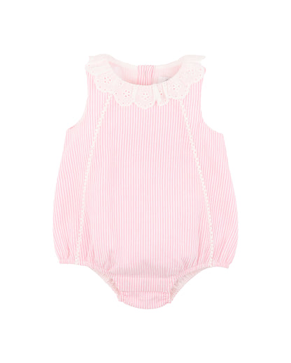 WILLA STRIPE LACE  COLLAR BODYSUIT - MUSK PINK