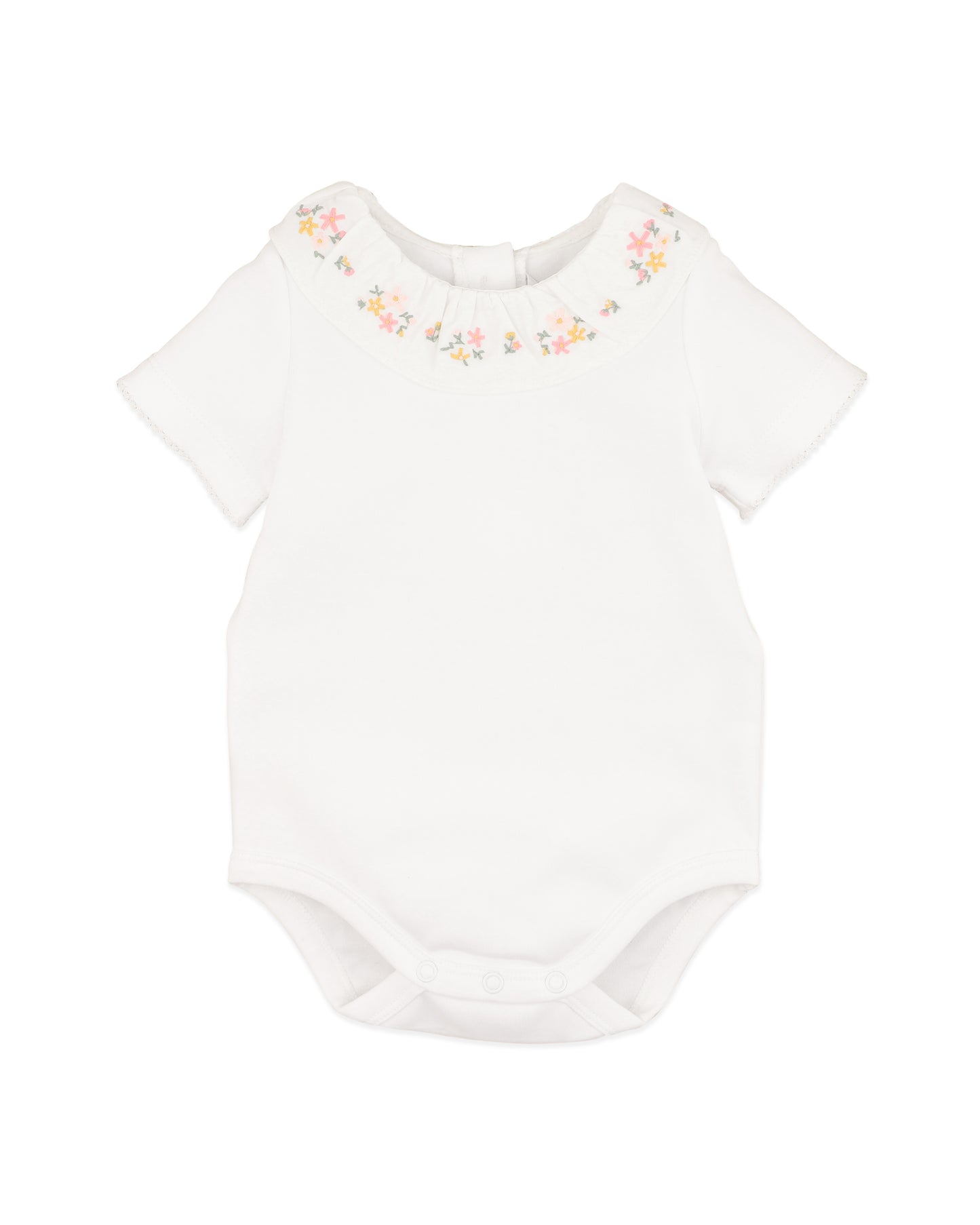 WILLA ORGANIC EMB.  COLLAR BODYSUIT - CLOUD