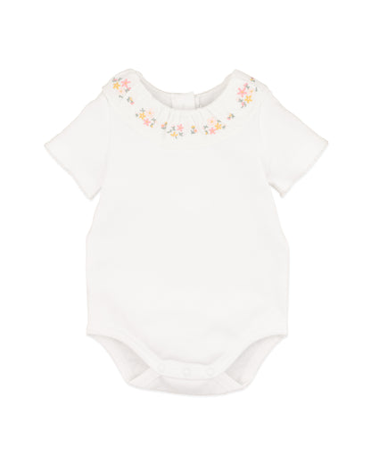 WILLA ORGANIC EMB.  COLLAR BODYSUIT - CLOUD
