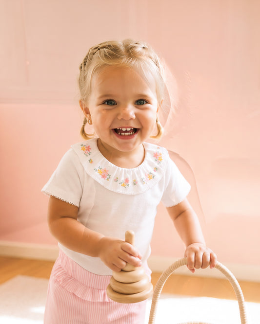WILLA ORGANIC EMB.  COLLAR BODYSUIT - CLOUD