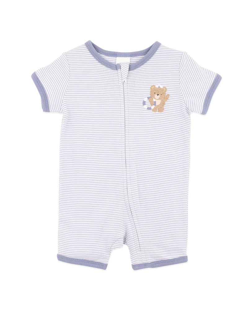 AXEL ORGANIC STRIPE SHORT SLEEVE ZIPSUIT