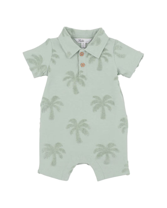 IVAN TROPICAL POLO ROMPER - SAGE GREEN