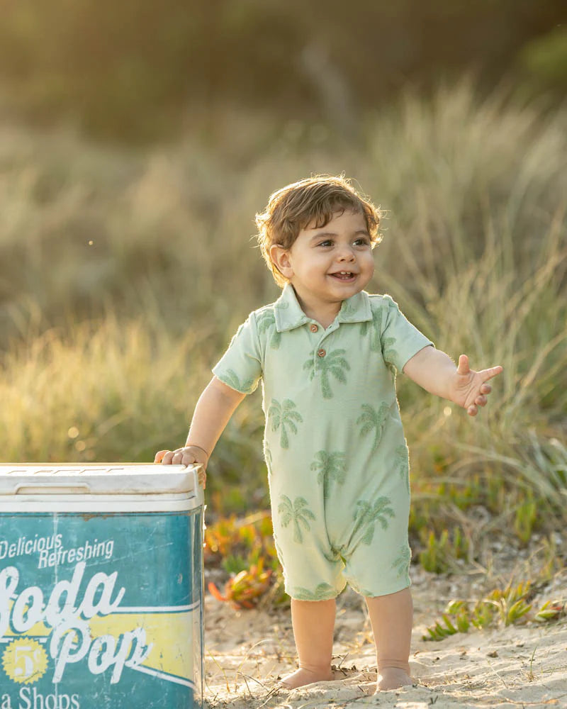 IVAN TROPICAL POLO ROMPER - SAGE GREEN