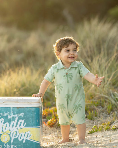 IVAN TROPICAL POLO ROMPER - SAGE GREEN