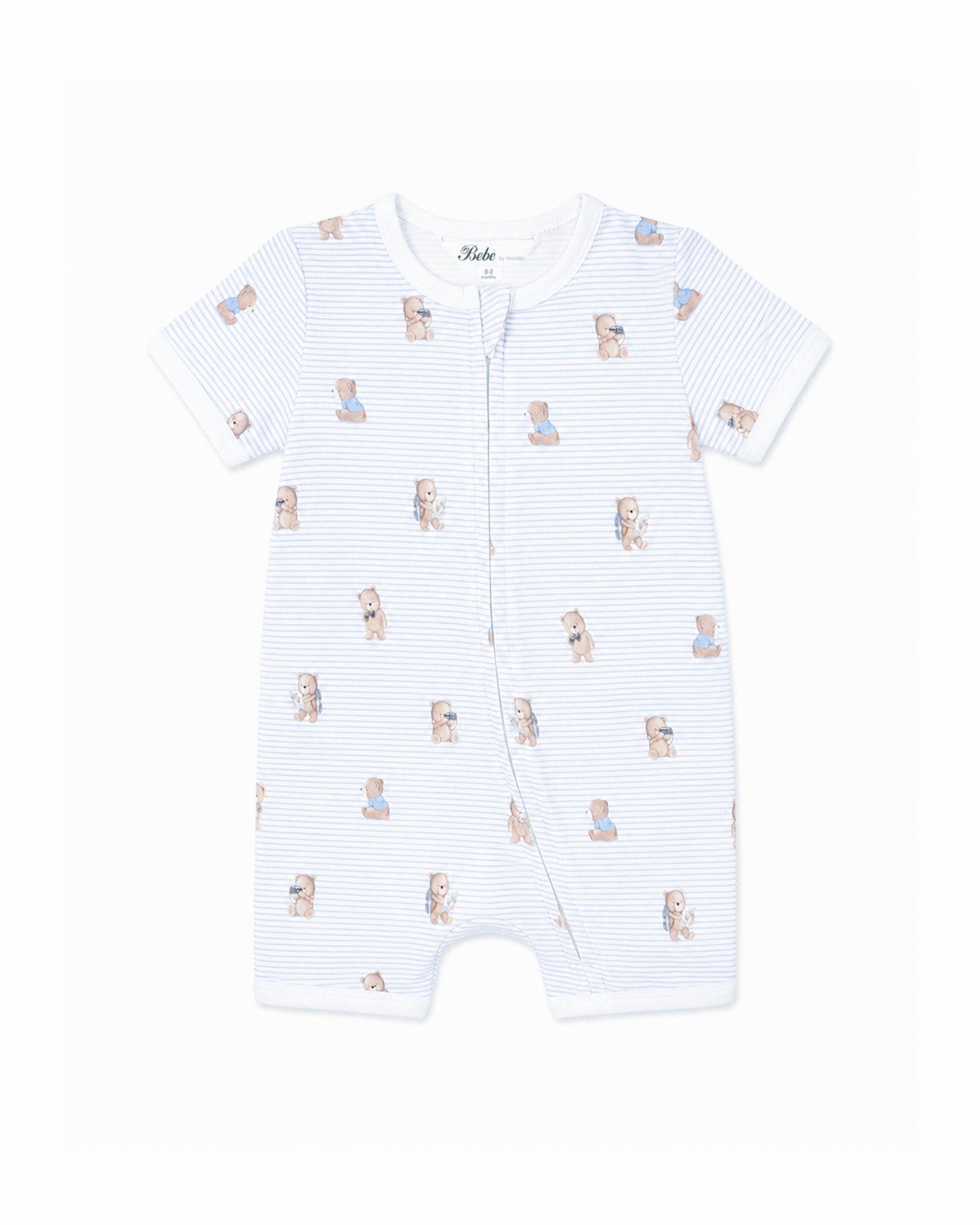 BRADY STRIPE ORGANIC  SS  ZIP ROMPER