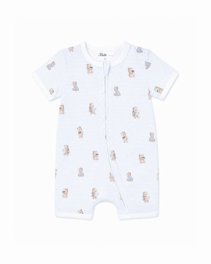 BRADY STRIPE ORGANIC  SS  ZIP ROMPER