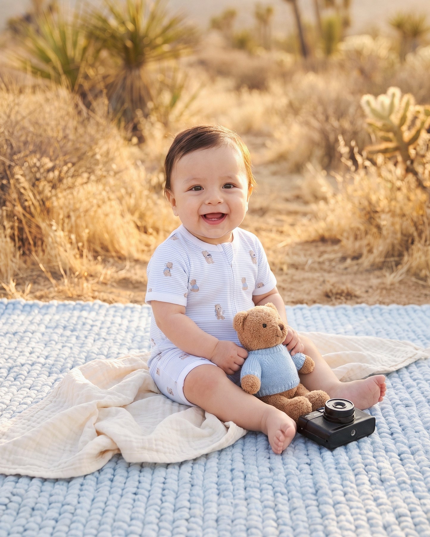 BRADY STRIPE ORGANIC  SS  ZIP ROMPER