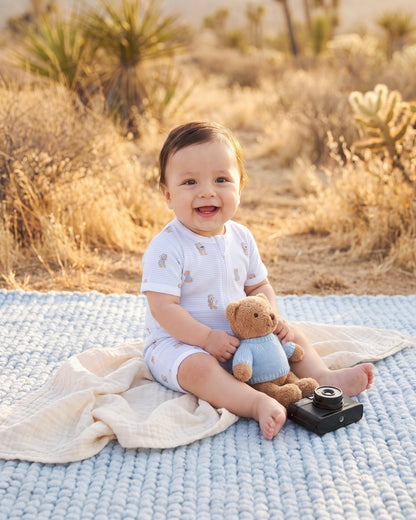 BRADY STRIPE ORGANIC  SS  ZIP ROMPER