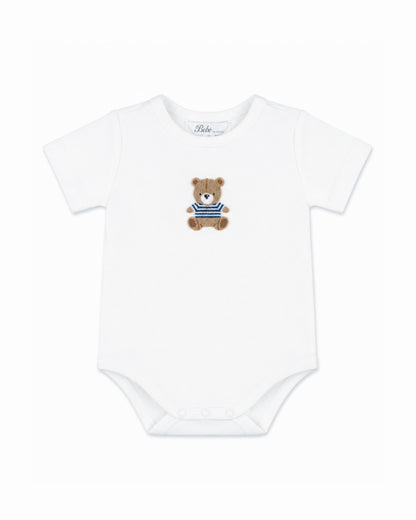 BRADY ORGANIC BEAR  BODYSUIT - CLOUD
