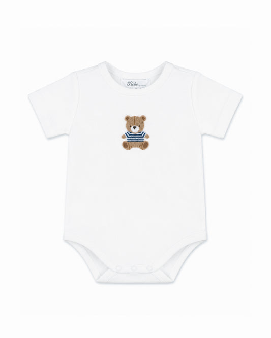 BRADY ORGANIC BEAR  BODYSUIT - CLOUD