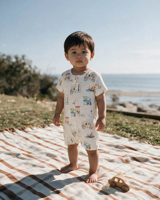 ALEXI ORGANIC SS ZIP ROMPER