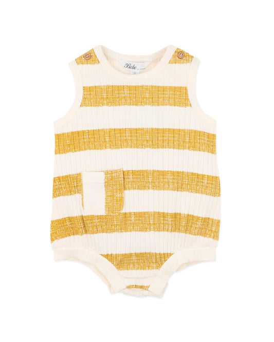 SWAY ORGANIC STRIPE WIDE RIB BODYSUIT - MUSTARD STRIPE