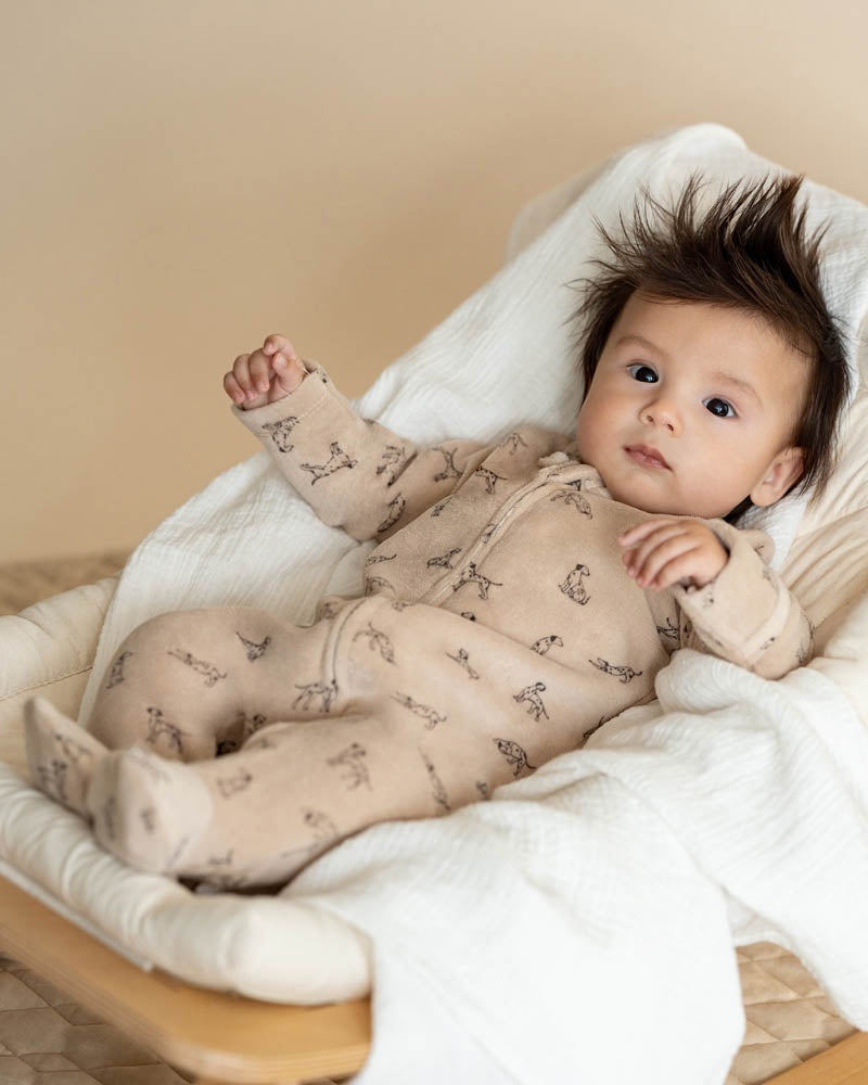 OTTO VELOUR ZIP ONSIE - BISCUIT