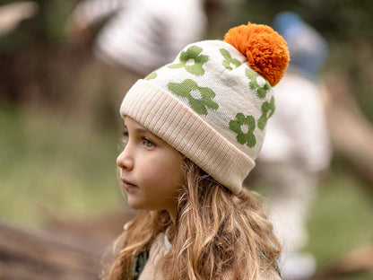 FLOWER POWER MERINO BEANIE - GREEN