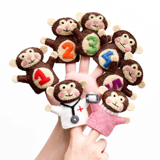 FIVE LITTLE MONKEYS - FINGER PUPPET SET