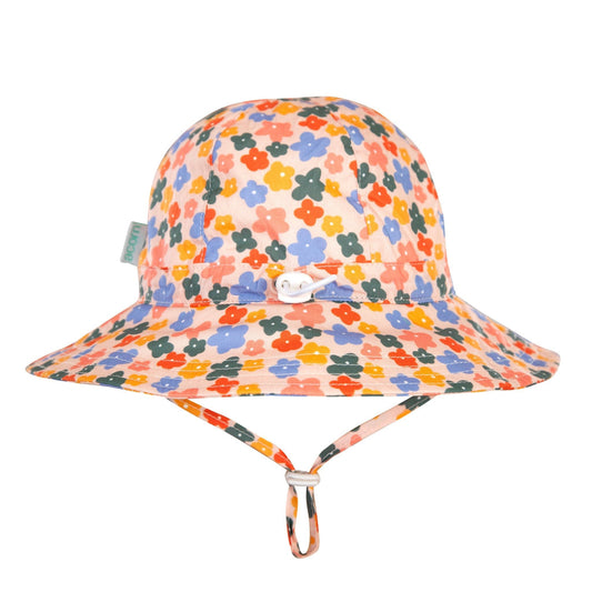 FLOWER FIELD WIDE BRIM SUNHAT - PEACH