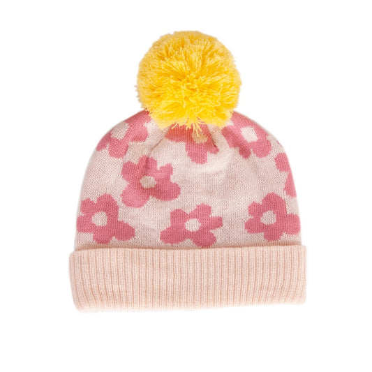 FLOWER POWER MERINO BEANIE - PINK