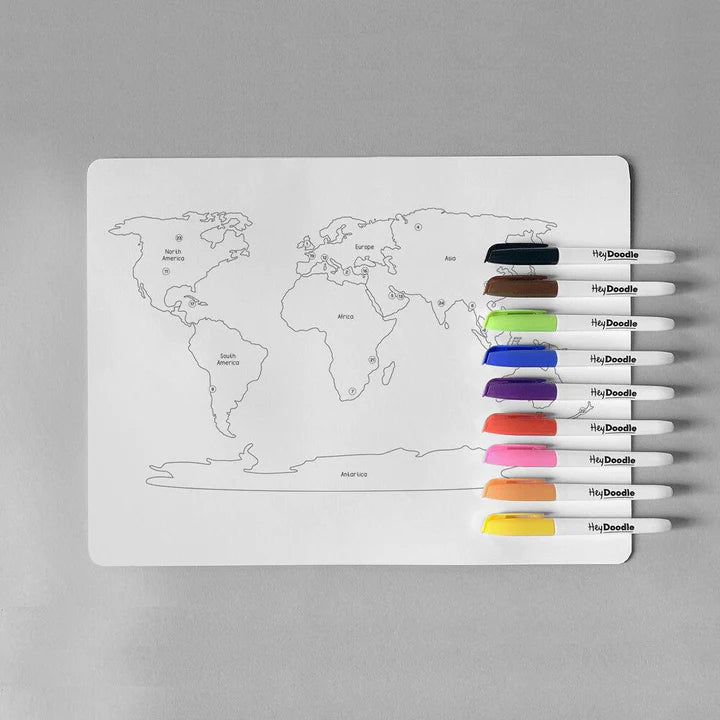 HEYDOODLE DOUBLE SIDED MAT - WORLD COUNTRIES
